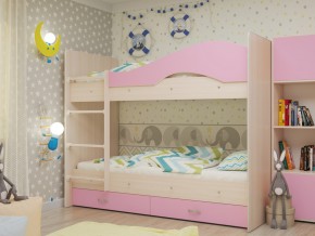 Кровать 2-х ярусная Мая с ящиками на латофлексах розовая в Чердыни - cherdyn.magazinmebel.ru | фото